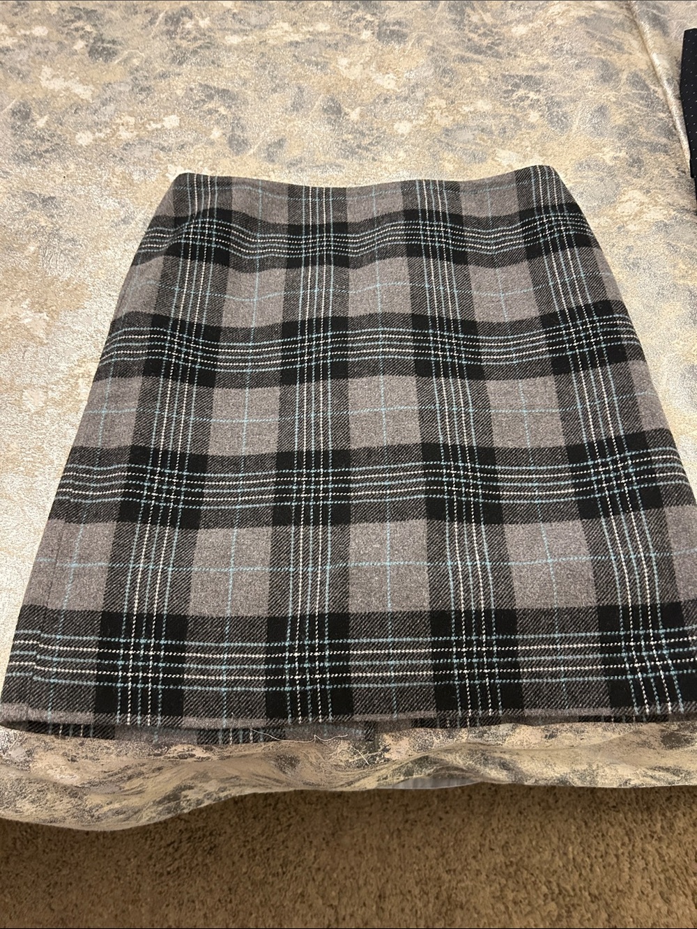 Talbots Grey and Black Plaid Mini Skirt